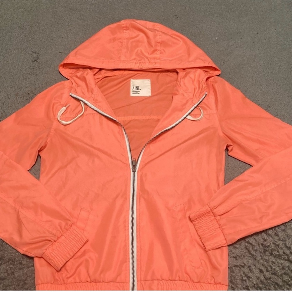 Zine | Women’s Coral Peachy Orange Windbreaker Jacket Hoodie Coat Size Small